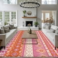 thumbnail image 3 of Pink Orange Boho Area Rugs 5'x8', Washable Small Throw Rugs for Classroom Bedroom, Vintage Ethnic Tribe Abstract Art Indoor Outdoor Rug Non-Slip Low Pile Carpet Runner Reversible Floor Mats, 3 of 8