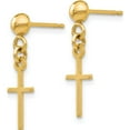 thumbnail image 2 of 14K Yellow Gold Polished Cross Dangle Post Earrings (19 X 6) Made In Indonesia tc741, 2 of 5