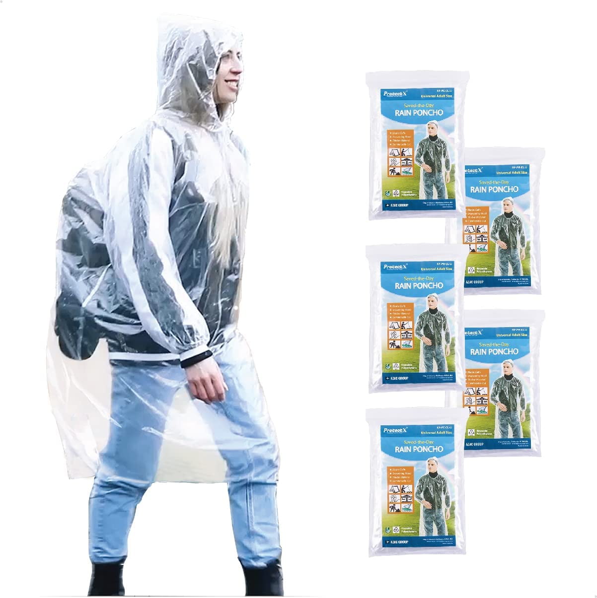 ProtectX Disposable Rain Poncho, Premium Material, Elastic Cuffs and ...