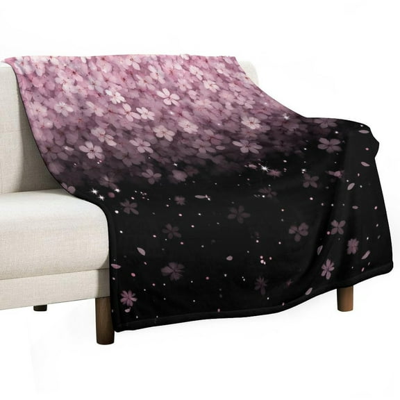 Cherry Blossom Gradient Sparkle Soft Print Blanket Throw Blankets Warm Cozy Lightweight Couch Blanket Stuff Gifts for Women Mom Teens