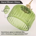 thumbnail image 3 of Lámpara colgante Shenmoyl con pantalla de cristal rayado verde, latón, 3 of 9