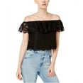 thumbnail image 1 of GUESS Womens Sasha Lace Bandeau Blouse, Black, Small, 1 of 4