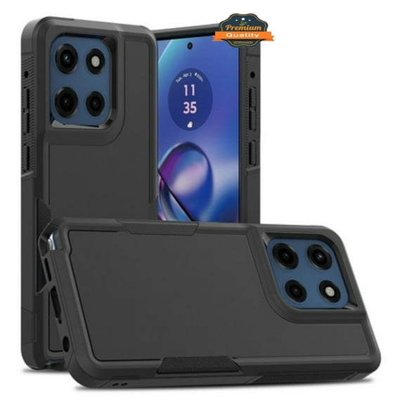 Xpression Phone Case For Motorola Edge 2025 Rugged Heavy-Duty Dual Layer Military-Grade, Rubber TPU Defender, Hybrid Shockproof Cover, Black