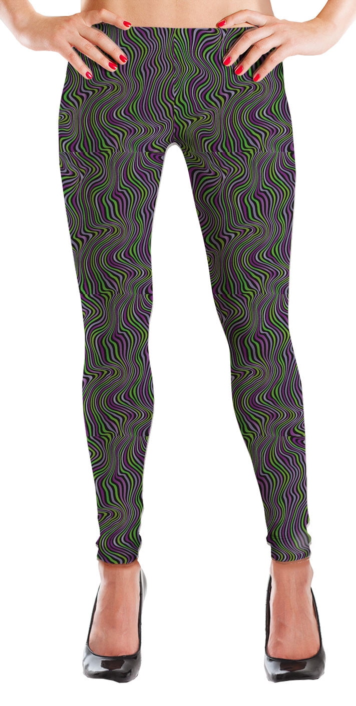 MyLeggings Buttersoft High Waistband Leggings Green and Purple Swirl 