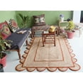 thumbnail image 2 of Area Rug Natural Jute Hand Braided Rug Orange Scalloped Runner, 2 of 8