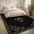 thumbnail image 3 of ODIKA 8'x10' Washable Area Rug Black Beige Floral Elegance with Classic Border Ornate Motifs and Symmetrical Design for King Size Bedroom Under Bed, Master Suite, Non-Shedding, Easy Care, 3 of 7