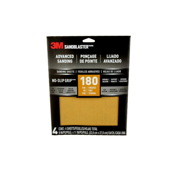 3M™ SandBlaster™ADVANCED SANDING Sanding Sheets w/ NO-SLIP GRIP™, 20180-G-4 ,180 grit