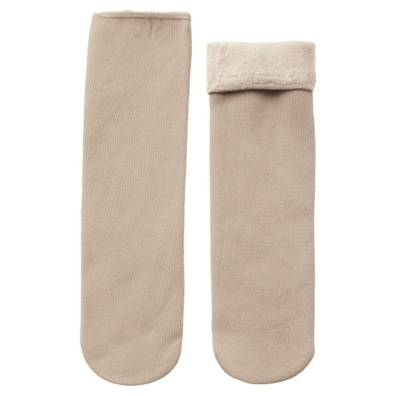 HNMKIU Women's Thermal Velvet Socks Cozy Lined Winter Stockings for Warmth and Comfort Beige,One Size