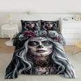 thumbnail image 2 of jejeloiu Gothic Horror Art Queen Comforter Set,Dark Aesthetic Bedding Sets,Spooky Halloween Bedding Comforter Set For Girls Boys,Luxury Bedroom Decor Reversible,3pcs, 2 of 8