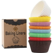 UniVerse 200pcs Standard Rainbow Cupcake Liners for baking,food-grade cupcake wrappers,greaseproof parchment muffin liners for Christmas decorations