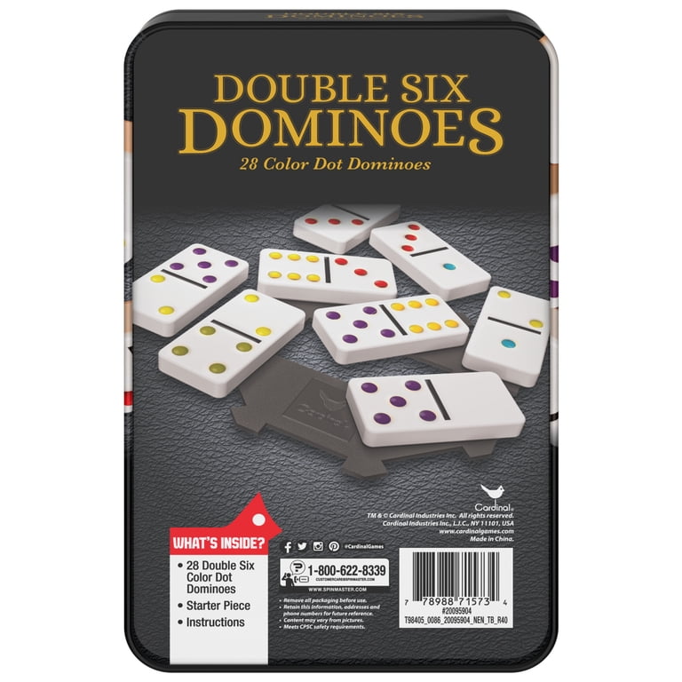 Double Six Dominoes in Tin, Tile Game for Kids and Adults Aged 8