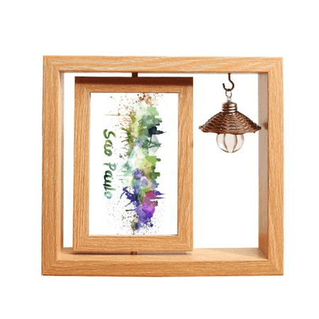 Sao Paula Brazil City Watercolor Wooden Rotating Picture Photo Frame 4x6