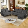 thumbnail image 3 of Soscana Sectional Sofa with Storage Ottoman and Loveseat, Modern 3 Seater L Shaped Couch Love Seat for Living Room Apartment Studio Office,Living Room Furniture Set,Dark Gray, 3 of 8