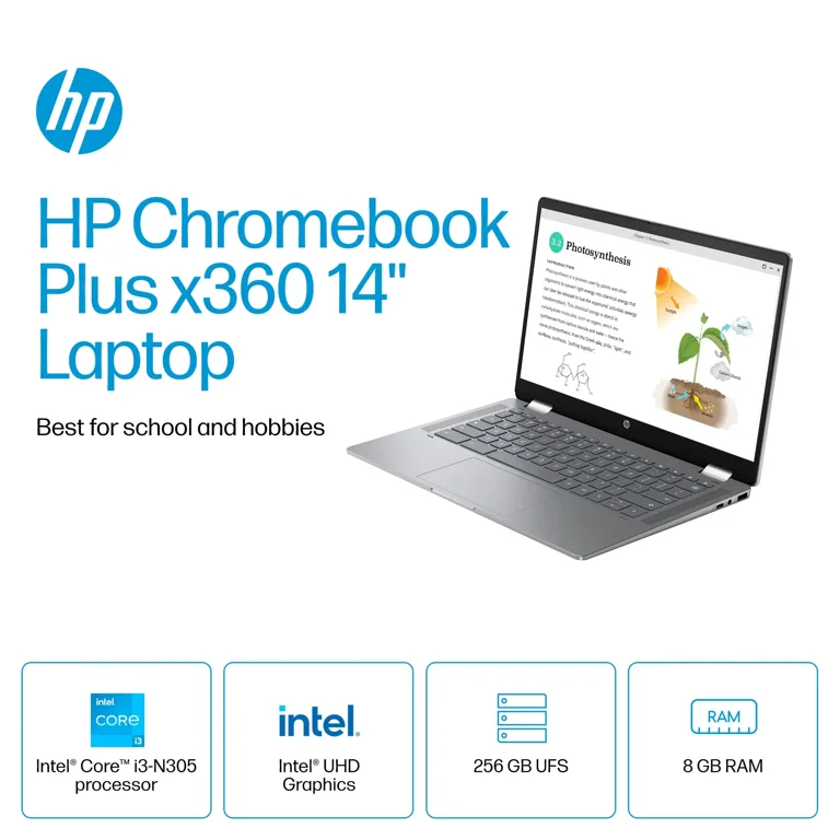 HP, Chromebook Plus x360 14 in, 14b-cd0023dx, FHD Touchscreen
