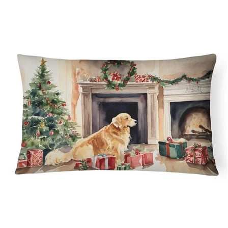 16 x 12 in. Unisex Golden Retriever Christmas Fabric Decorative Pillow