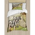 thumbnail image 1 of Farm Animal Duvet Cover Set Twin Size, Vintage Agriculture Illustration of Dairy Cows at Countryside Livestock, 2 Piece Bedding Set with 1 Pillow Sham, Multicolor, by Ambesonne, 1 of 3