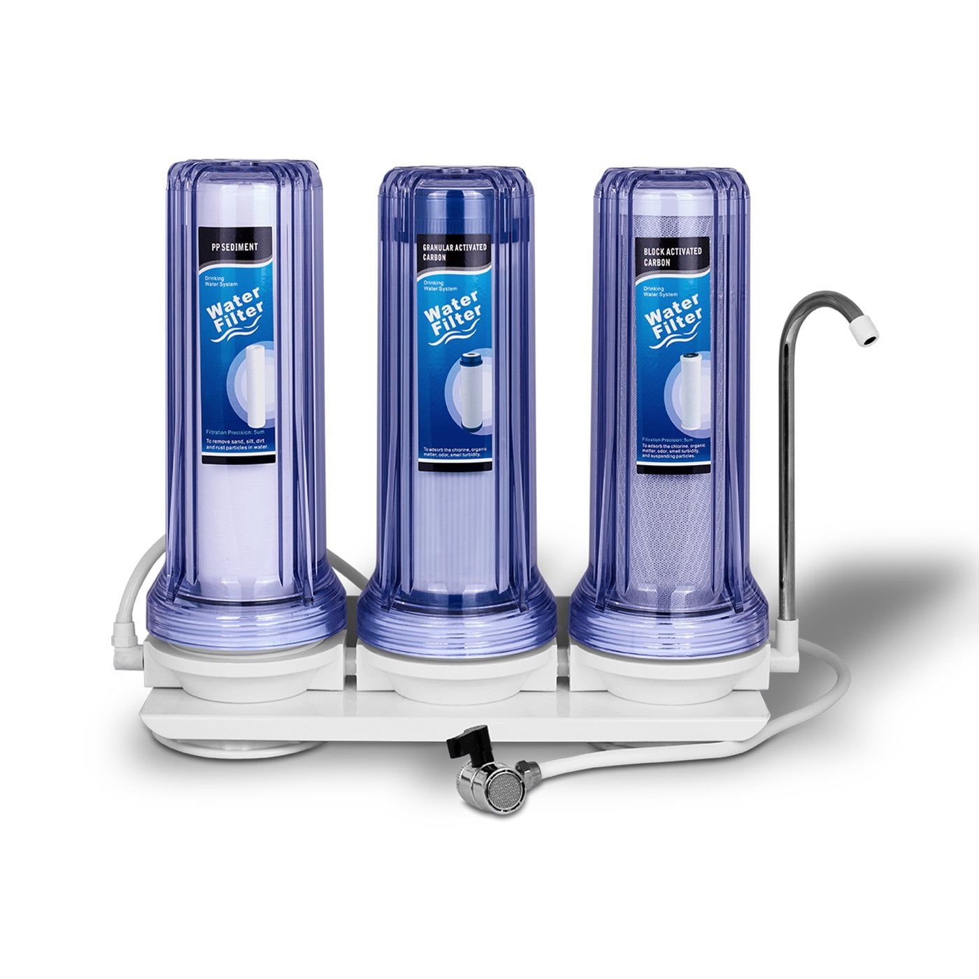 Three Stages Countertop Drinking Water Filtration System Removes