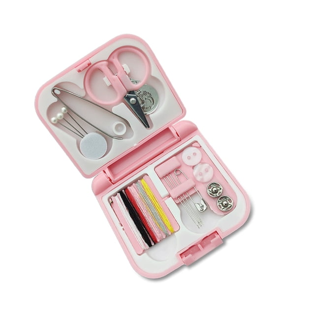 Cateissary Caja de almacenamiento de costura, estuches de transporte para agujas de bordado, tijera de hilo, organizador portátil para Artesanía Rosa