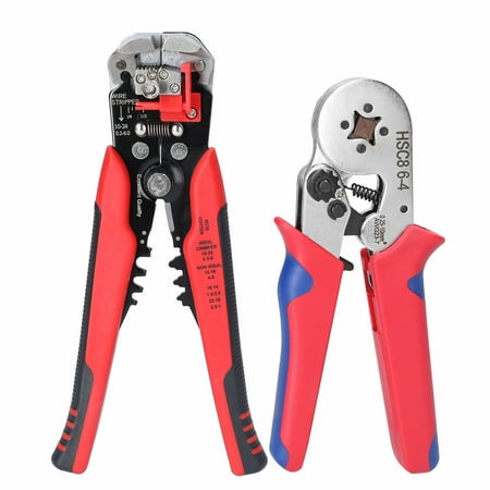 

Mixfeer HSC8 6.4 0.25-10mm² AWG23-7 Crimping Pliers and YE-1R 0.2-6.0mm² Stripping Cutting Plier Kit Multifunctional Insulation Tube Terminal Suit Ferrule Crimping Tools Set
