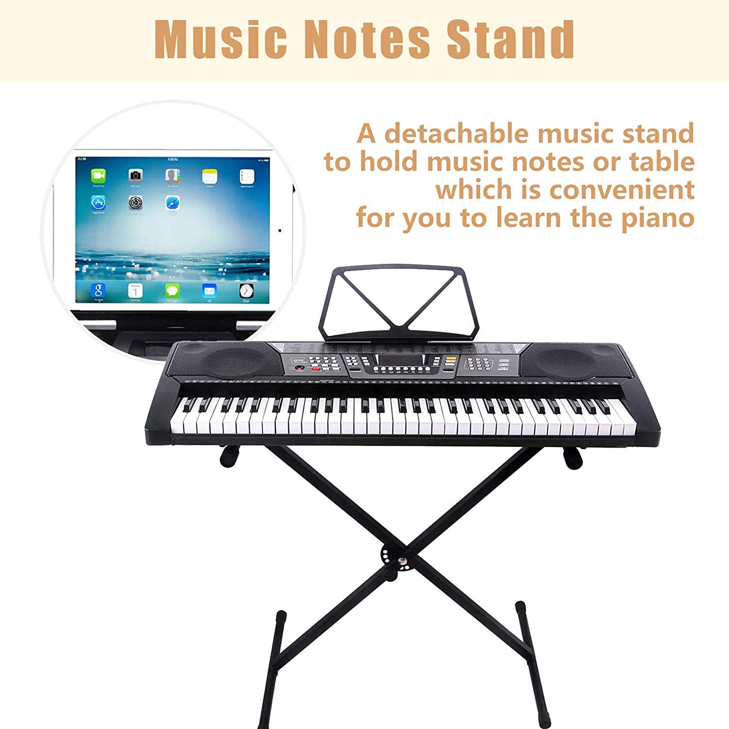 LAGRIMA 61 Key Portable Electric Piano Keyboard, Include LED Display