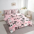 thumbnail image 3 of Manfei Kawaii Halloween Ghost 7-Piece Twin Bedding Sets,Black Bowtie Ribbon Bedding Comforter Set,Horror Skeleton Spider Webs Sheet Sets For Girls Boys,Super Cozy Room Decor Reversible, 3 of 8