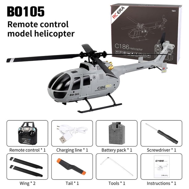 Helicóptero de Control remoto C186 Pro, 2,4 ghz, 4 canales, Bo105, giroscopio de 6 ejes, Flybarless, Avión Rc, juguetes para niños