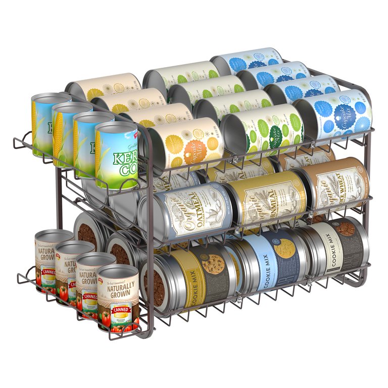 Stackable Can Rack Organizer Can Storage Dispenser 36 Cans for Kitchen  Cabinet