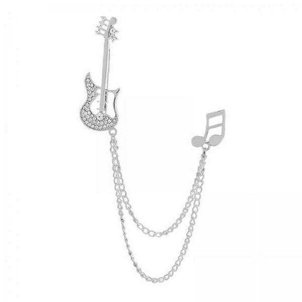 2x Broche de Nota Musical para Hombre, Broche de Solapa, Alfileres de Cuello, Broche de Cadena Colgante, Broche de Cadena para Aniversario de 2 piezas