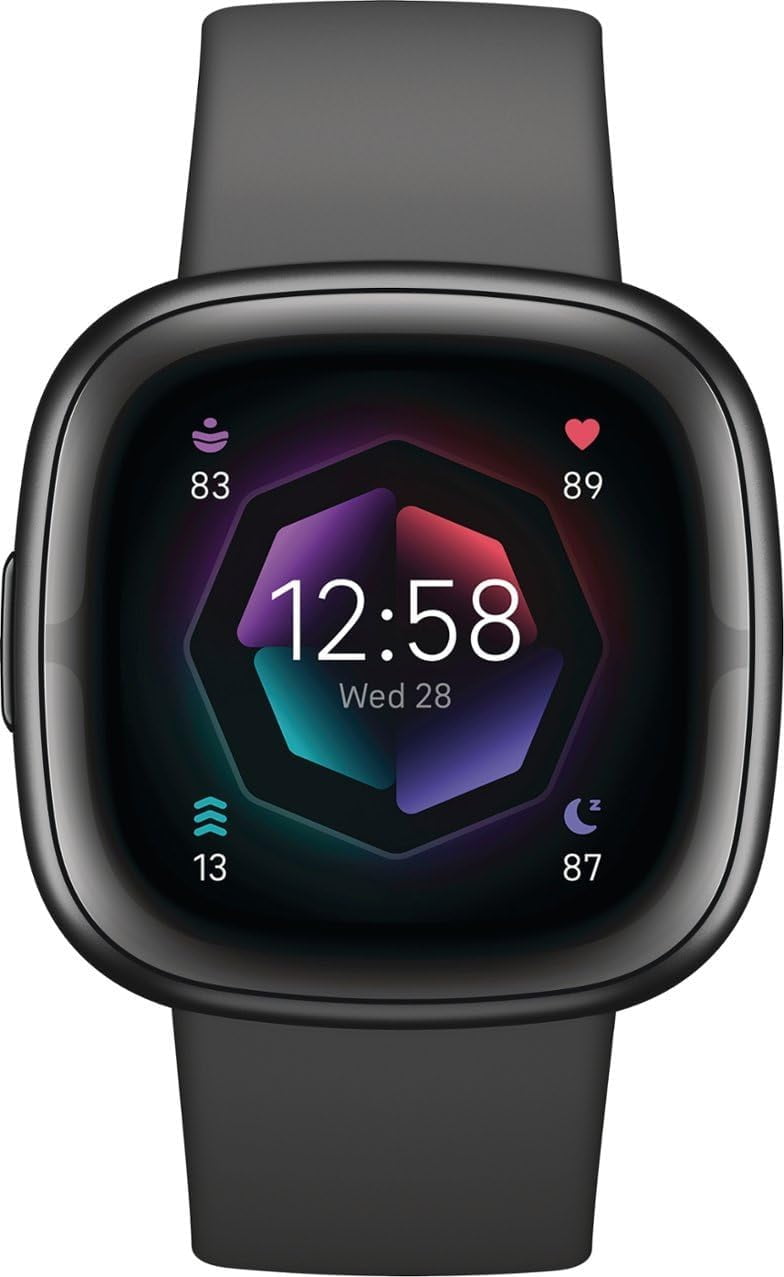 Fitbit Sense 2 Advanced Health and Fitness Smartwatch with Tools to Manage Stress and Sleep, ECG App, SpO2, 24/7 Heart Rate and GPS, Shadow Grey/Graphite, One Size (S & L Bands Included)