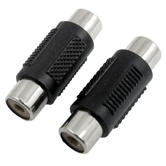 Unique Bargains 2 Pcs AV RCA Female Coupler Extension Adapter Connector Black