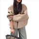 thumbnail image 2 of Chaqueta Corta de Mezcla de Lana para Mujer, de Larga, Cuello en V, Botones, Abrigo de Otoño con Bolsillos. Camello S, 2 of 7