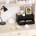 thumbnail image 2 of Wisuce Bamboo Desk Organizer - Mini Bamboo Desk Drawer Tabletop Cosmetic Storage Organization for Office or Home Black, 2 of 6