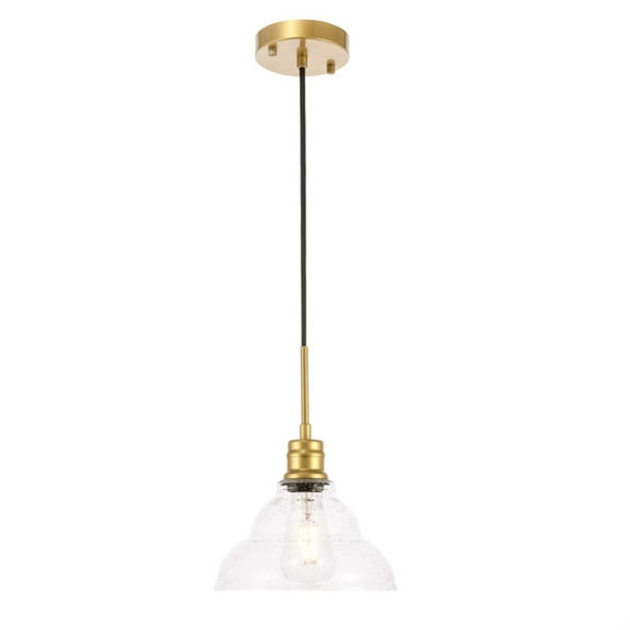 Indoor Home Decor Gil 1 Light Brass and Clear Seeded Glass Pendant