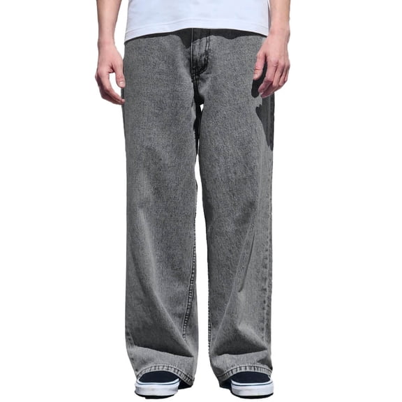 Men's Streetwear Super Baggy Fit Denim Wide Leg Cotton Jean Pants Made in USA (Acid Black, 34)