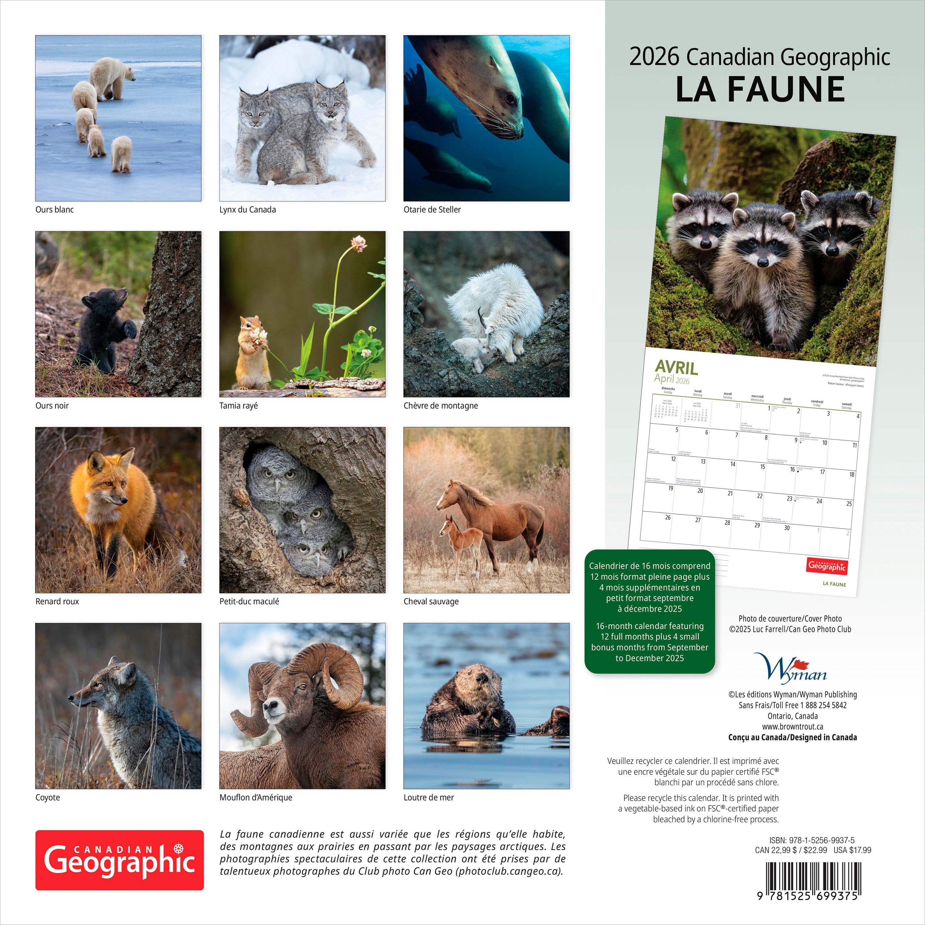 Canadian Geographic La faune 2026 Square FRENCH Wyman FOIL