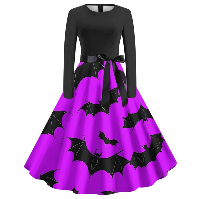 Dress for Women,Long Sleeve Dress for Women,Womens Fashion Casual Printing Long Sleeve Round-Neck Dress,Long Sleeve Dress,Casual Dress for Women