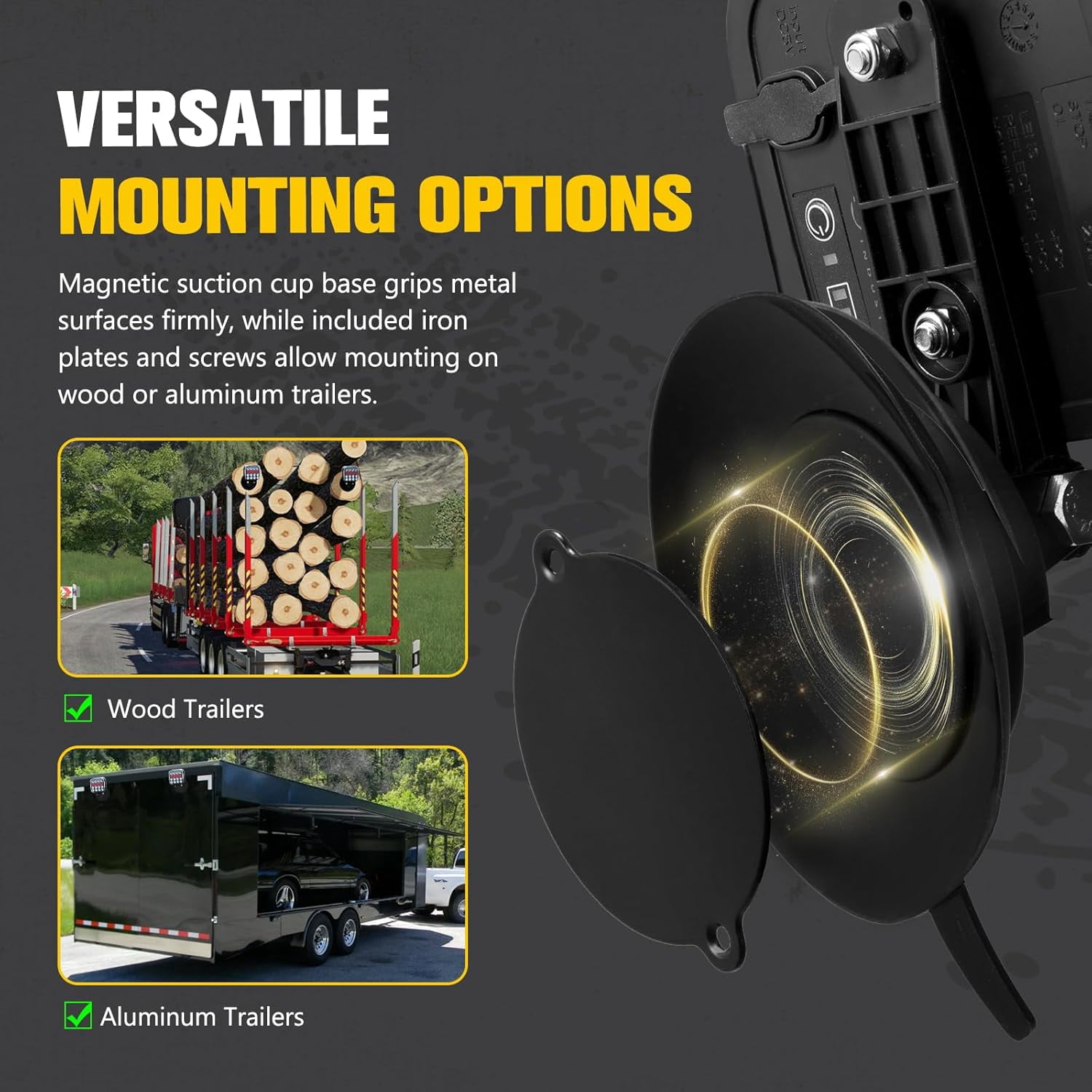 BUNKER INDUST Wireless Trailer Lights Kit, Adjustable Magnetic Towing Lights with Brake Turn Reverse Strobe Side Number Plate Light for Trucks, Boat, RV, Vehicle, Caravan