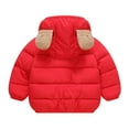 thumbnail image 2 of Girls Winter Coat Puffer Jacket Boys Full-Zip Long Sleeve Thicken Windproof Jacket Outwear Bear Hooded Down Jacket Fall Jacket for Girls 4-5 Years, 2 of 5