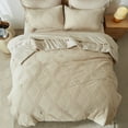 thumbnail image 4 of Davulos Queen Comforter Set with Sheets Khaki,7 Pieces Bed in a Bag Queen Size Modern Diamond Pattern Complete Bedding Set for All Season, 4 of 9
