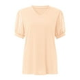 thumbnail image 6 of Kiplyki Flash Woman Causal V-Neck Vintage Solid Blouse Short Sleeve T-Shirt Summer Tops, 6 of 7