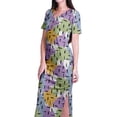 thumbnail image 5 of Moomaya Long Bodycon Maxi Dress For Womens Short&nbsp;Sleeve V neck Printed Jersey T-shirt Dress, 5 of 6