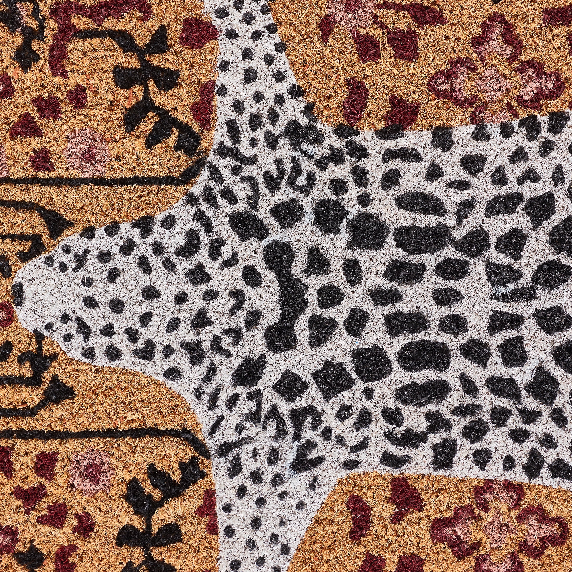 Brown Desert Panther Tribal Spots Outdoor Coir Doormat, 18" x 30"