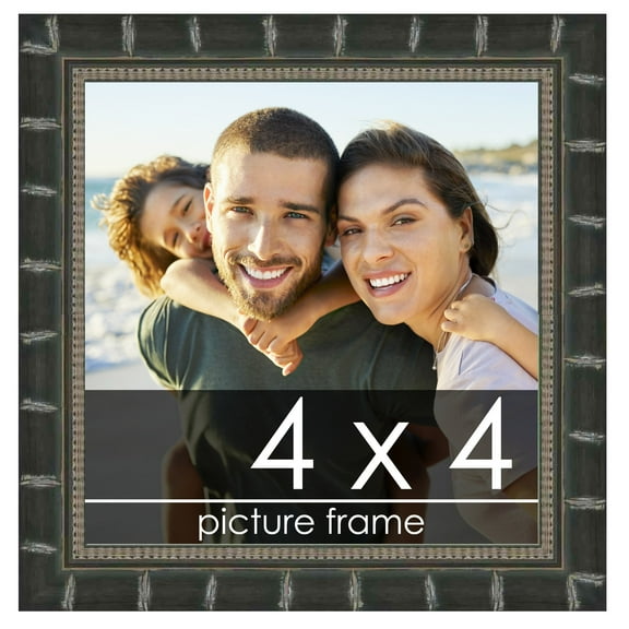 4x4 Bamboo Black Complete Wood Picture Frame with UV Acrylic, Foam Board Backing, & Hardware