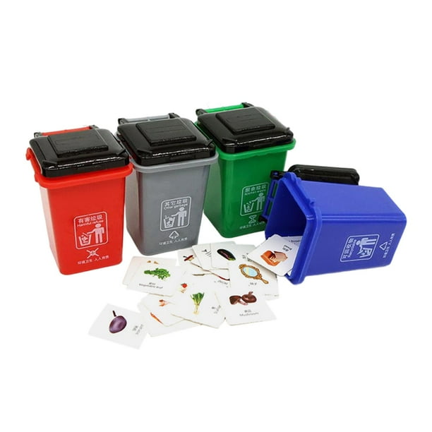 Garbage Can Sorting Toy Curbside Garbage Bin 4 Trash Cans for