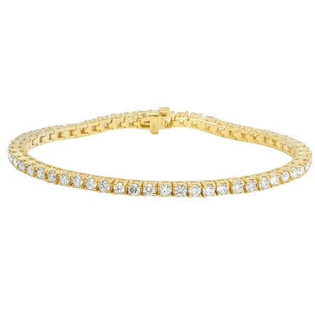 Jewelry Unlimited - Mens 10K Yellow Gold 1 Row Tennis Diamond Bracelet ...
