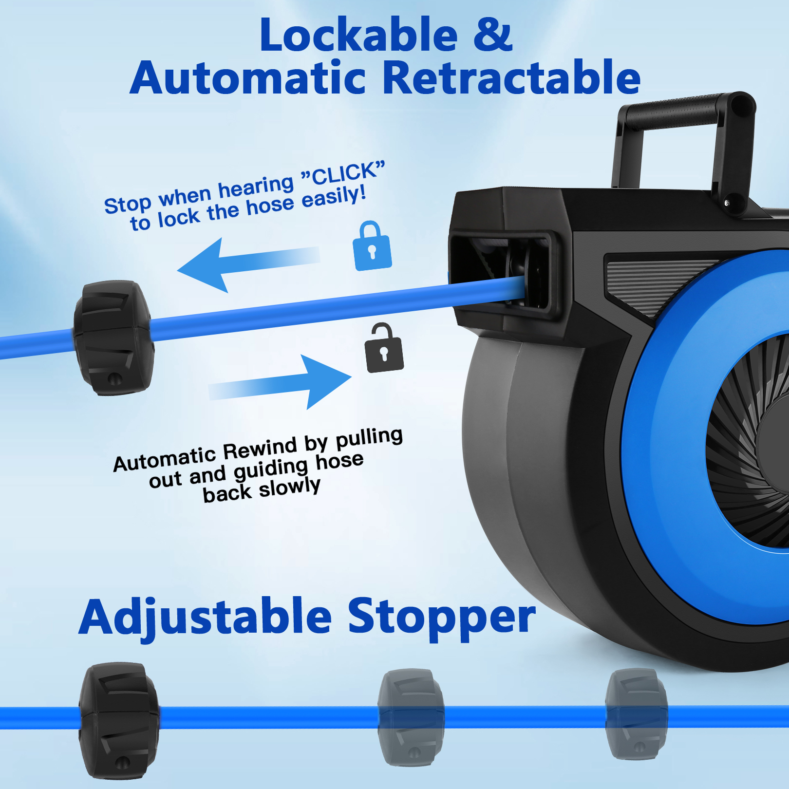 Legooin Retractable Air Hose, 0.375 in x 20 in, Blue