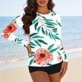 thumbnail image 7 of Women Two Piece Rash Guard Long Sleeve Swimsuits UV UPF 50+ Swim Shirt Bathing Suit with Boyshort Bottom Built in Bra Quick Dry Breathable Swimwear 2026 Summer Beach Vacation Outfits, 7 of 7