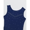 thumbnail image 5 of Fldy Kids Girls Rhinestone Mesh Splice Ballet Leotard Skirt Lyrical Dance Ice Skating Dress Navy Blue 14, 5 of 7