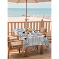 thumbnail image 2 of Outdoor Tablecloth with Umbrella Hole for Patio/Picnic/Party/Camping, Vintage Bees Crowns Waterproof Table Cloth Rectangle Table Cover Washable, Retro Leaves Rings Gray Wooden (54"x 80"), 2 of 8