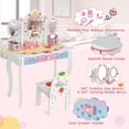 thumbnail image 3 of KOTEK 2-in-1 Kids Vanity Desk, Girls Vanity Set with Tri-Folding Mirror and Stool, Detachable Tabletop, Storage Drawers, Pretend Play Dressing Table, Princess Makeup Vanity for Bedroom (White), 3 of 9